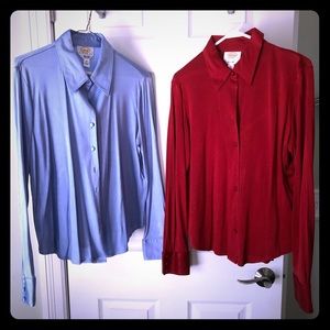 Two (2) Talbots ladies XL Petite Silk Shirts